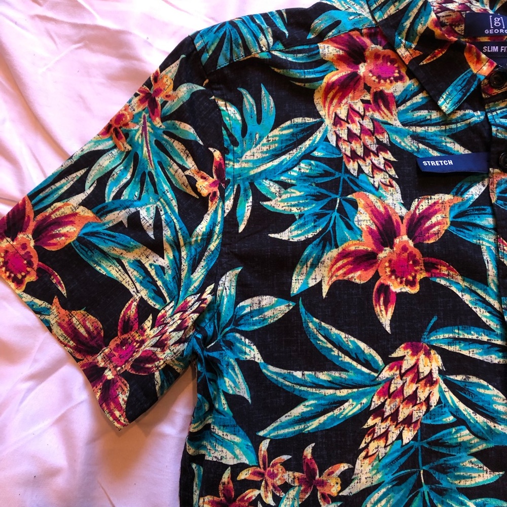 GEORGE Slim Fit Hawaiian Style Button Down - Picture 3 of 6